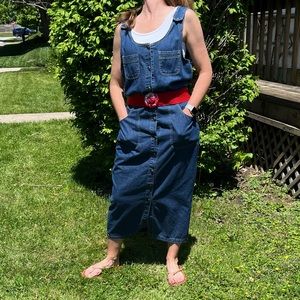 - Gloria Vanderbilt Vintage Denim Overall Dress SZ M! EUC!